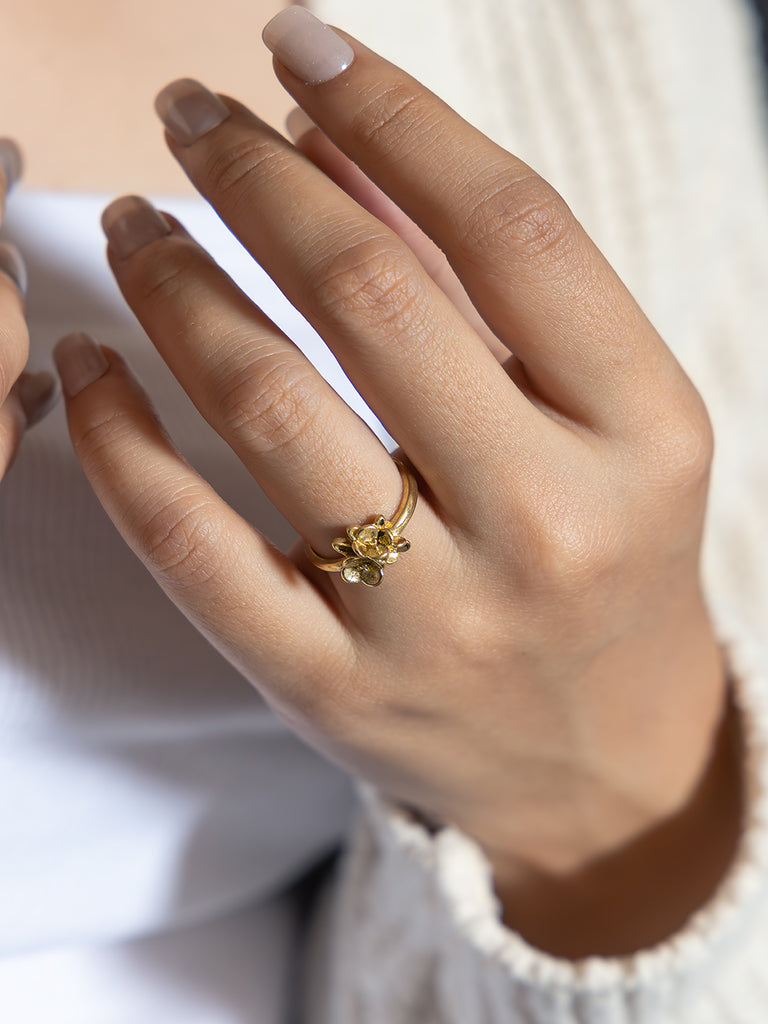 Floriva Bloom Brass Adjustable Ring (Anti Tarnish)