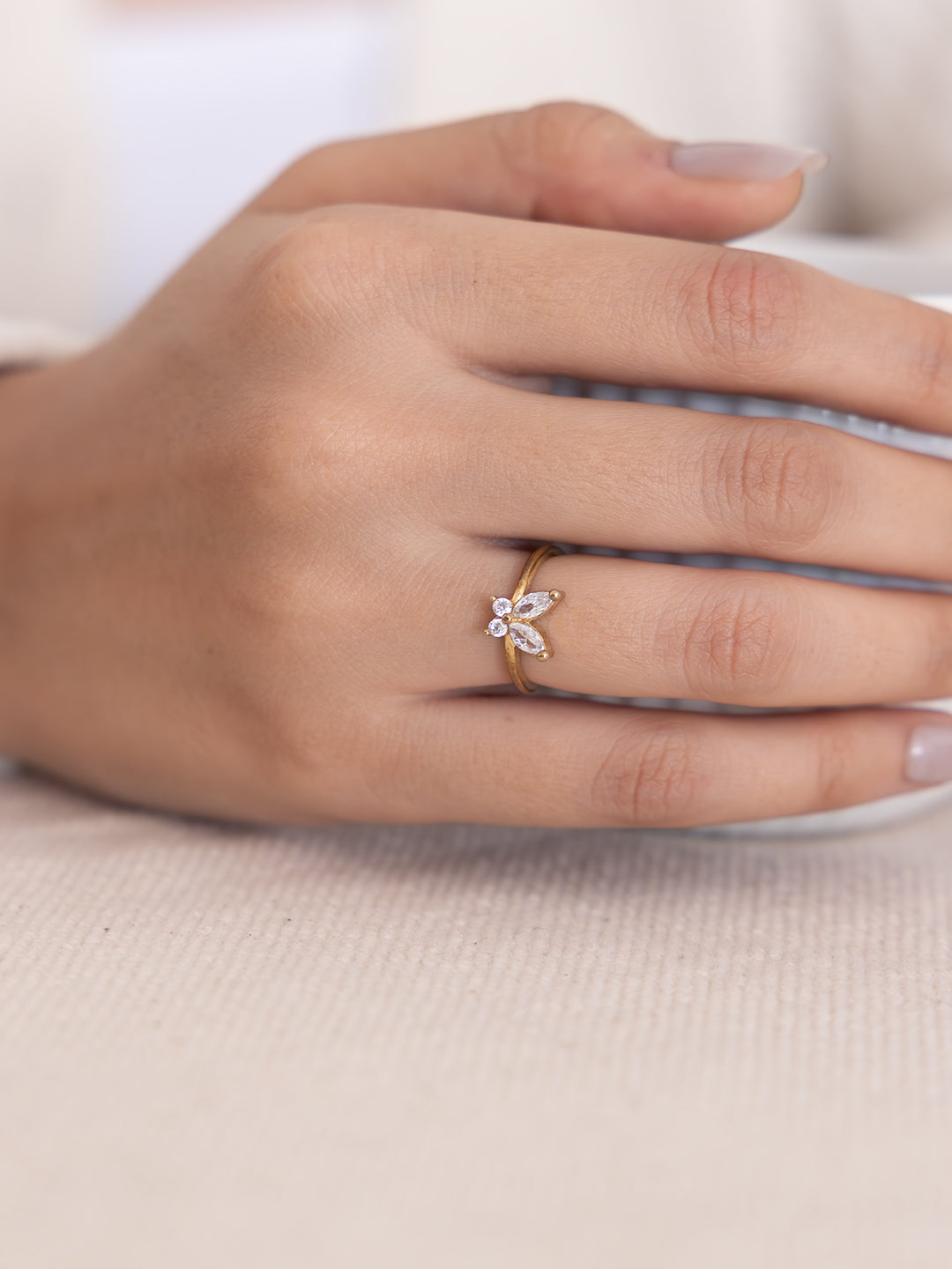 Butterfly Kiss Brass Adjustable Ring (Anti Tarnish)