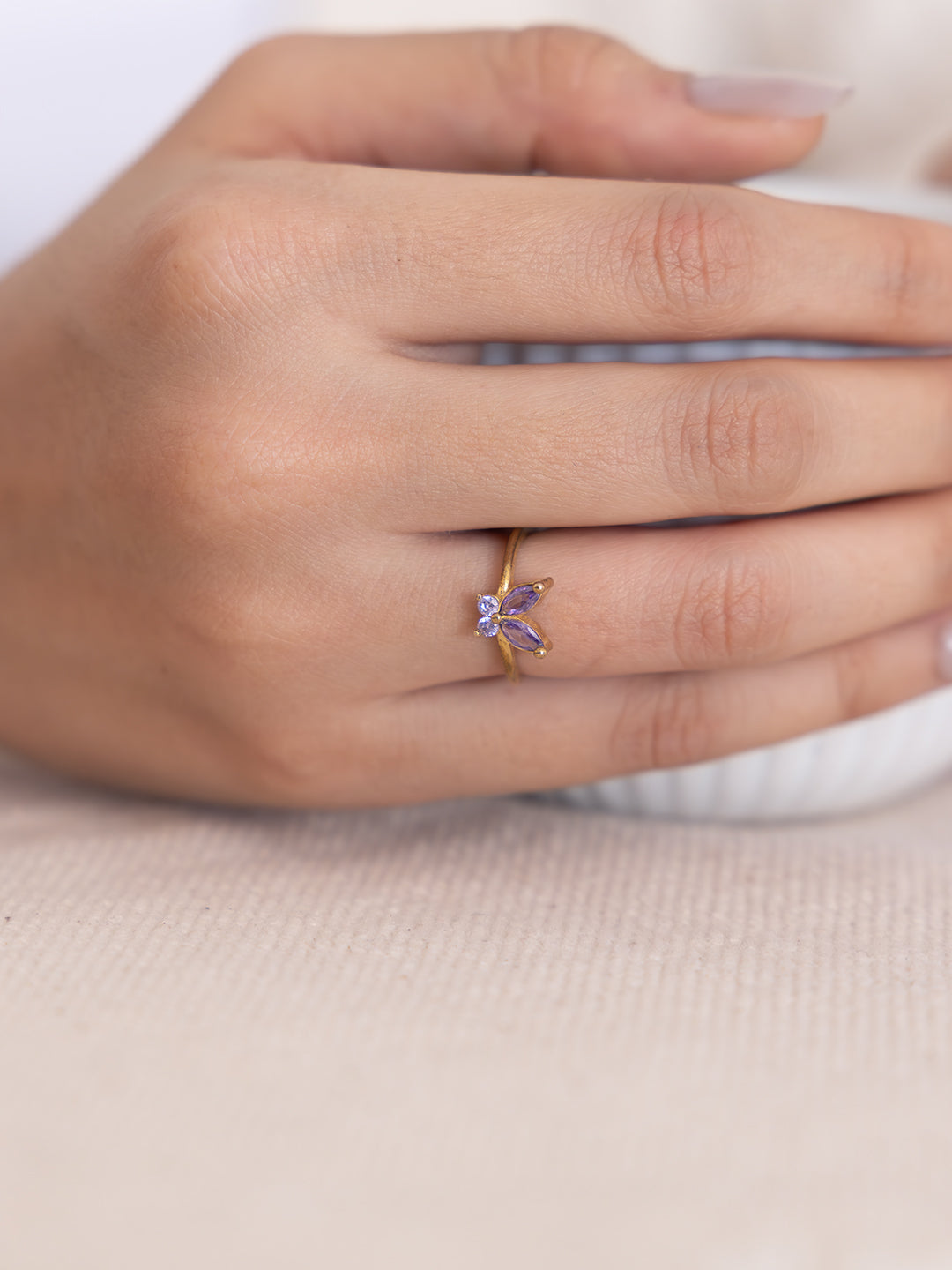 Butterfly Kiss Brass Adjustable Ring (Anti Tarnish)