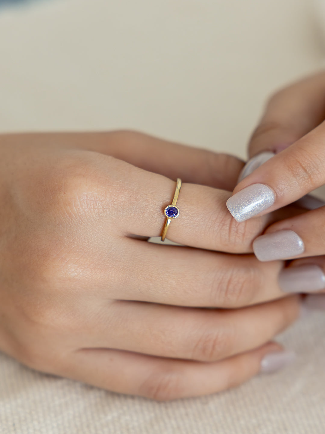 Luna Dot Brass Adjustable Ring (Anti Tarnish)