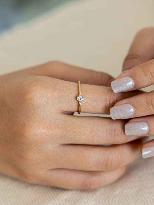 Luna Dot Brass Adjustable Ring (Anti Tarnish)