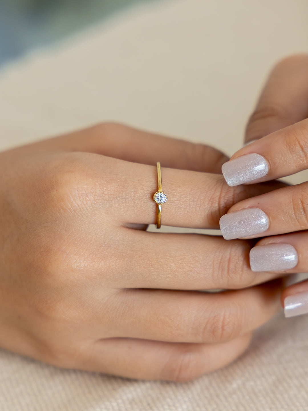 Luna Dot Brass Adjustable Ring (Anti Tarnish)