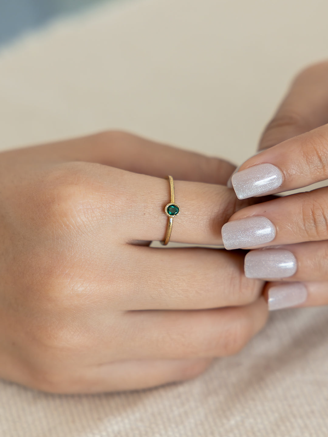 Luna Dot Brass Adjustable Ring (Anti Tarnish)