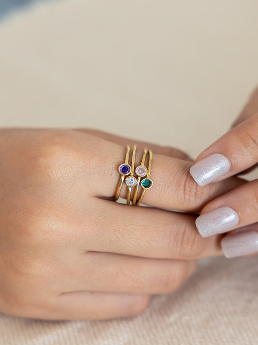 Luna Dot Brass Adjustable Ring (Anti Tarnish)