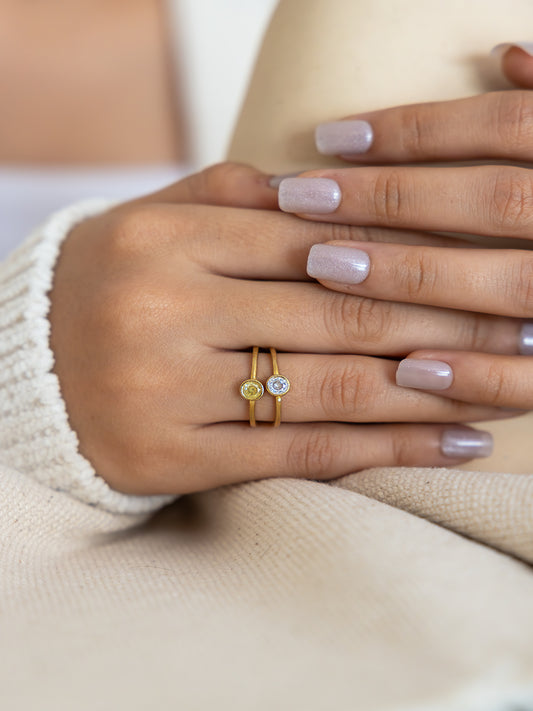 Aura Bezel Ring Brass Adjustable Ring Valentine (Anti Tarnish)