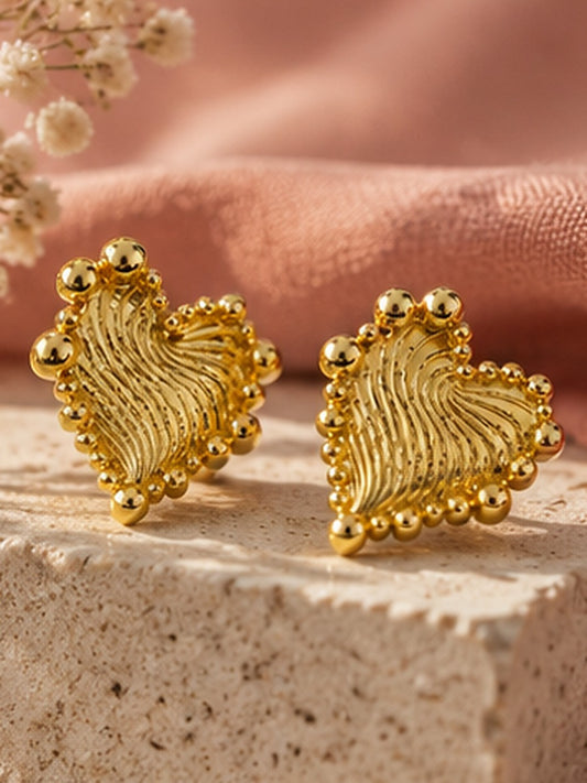 Ornate Gold Heart Earrings