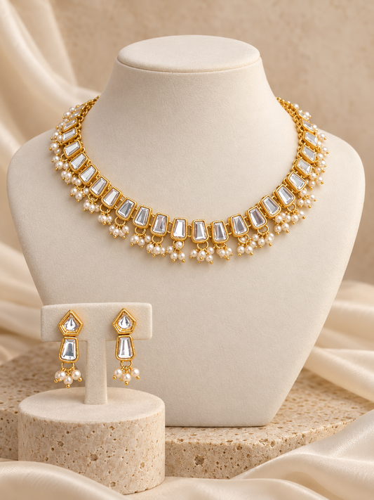 Noor Pearl Kundan Choker Set ✨