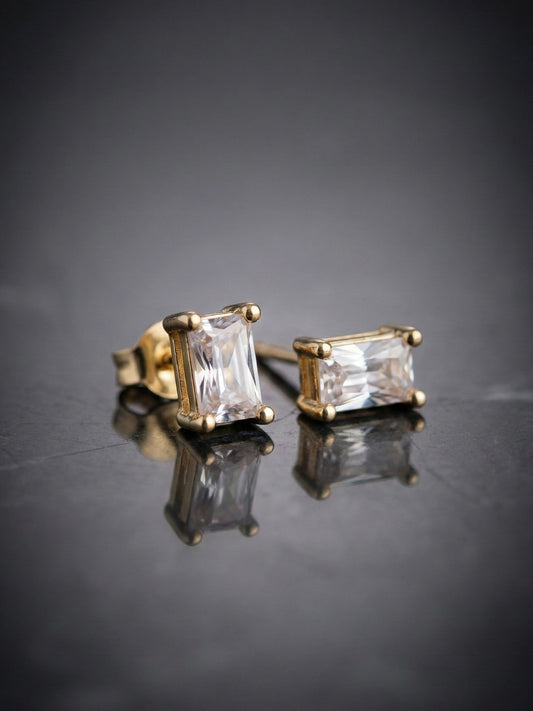 Aura Rectangle Diamond Brass Studs (Anti Tarnish)