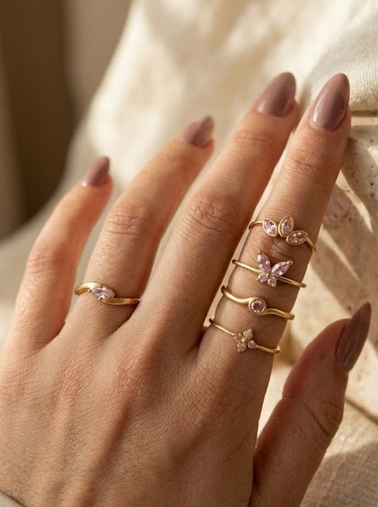 The Blush Edit Brass Ring Stack (Anti Tarnish) - 5  Rings