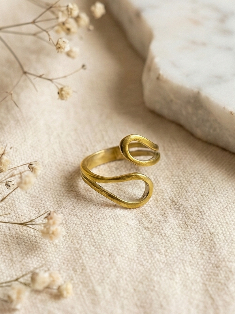 Fluid Form Brass Ring (Anti Tarnish)
