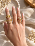Daisy Garden Brass Adjustable Ring Stack (Anti Tarnish) - 5  Rings