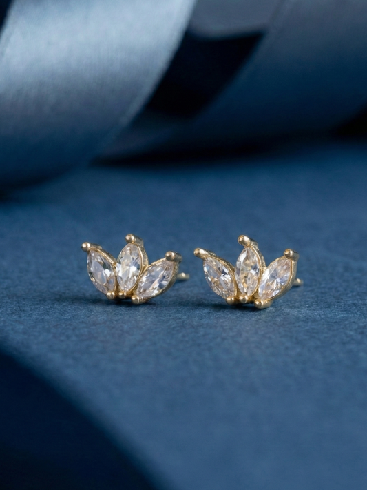 Tri-Petal Diamond Brass Studs (Anti Tarnish)