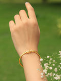Eira Spring Minimal Adjustable Brass Bracelet (Anti Tarnish)
