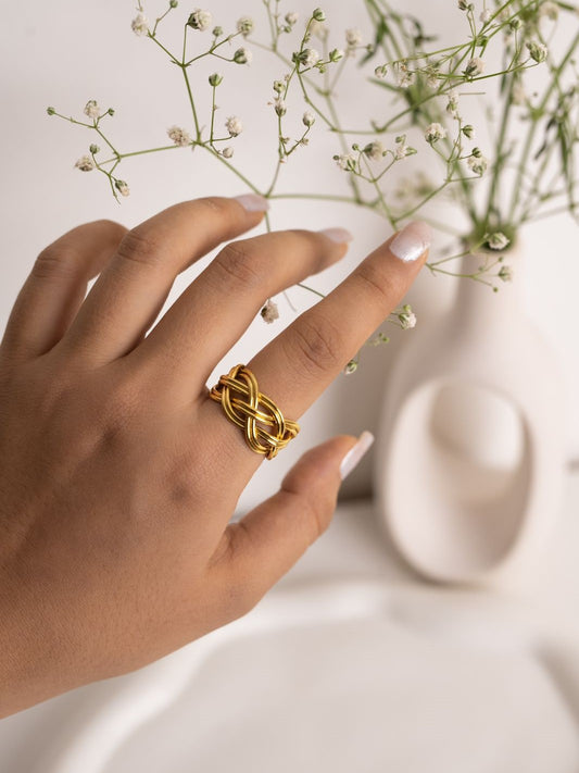 CrossWire Chunky Statement Ring (Adjustable Brass Ring)