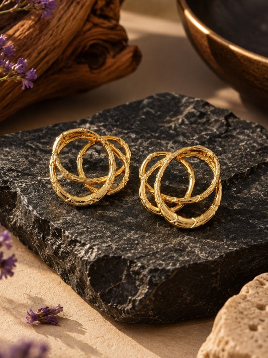 Golden Concentric Hoop Earring