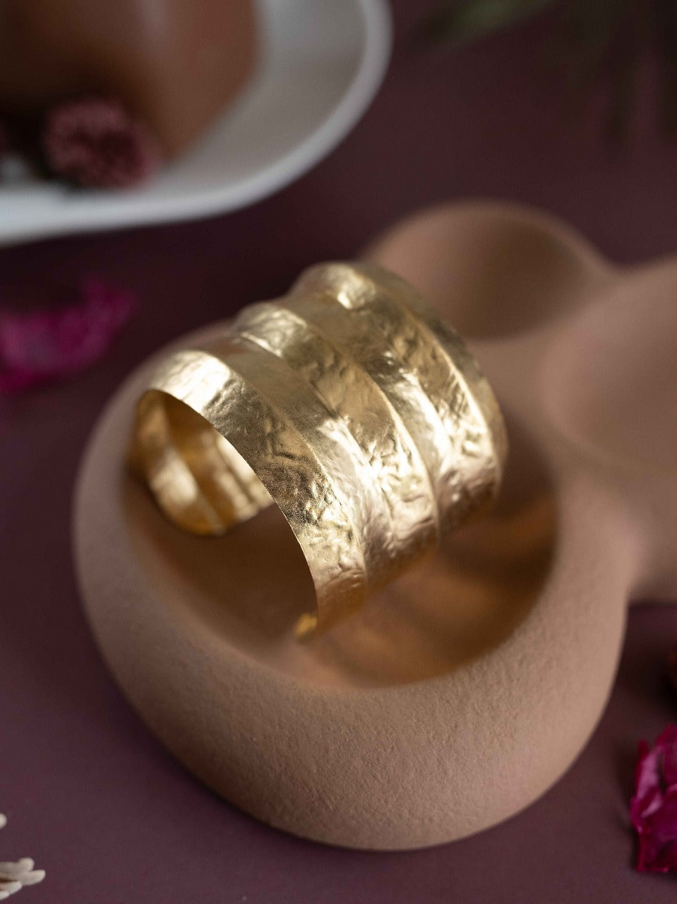 Nova Golden Wave Statement Brass Cuff (Anti Tarnish)