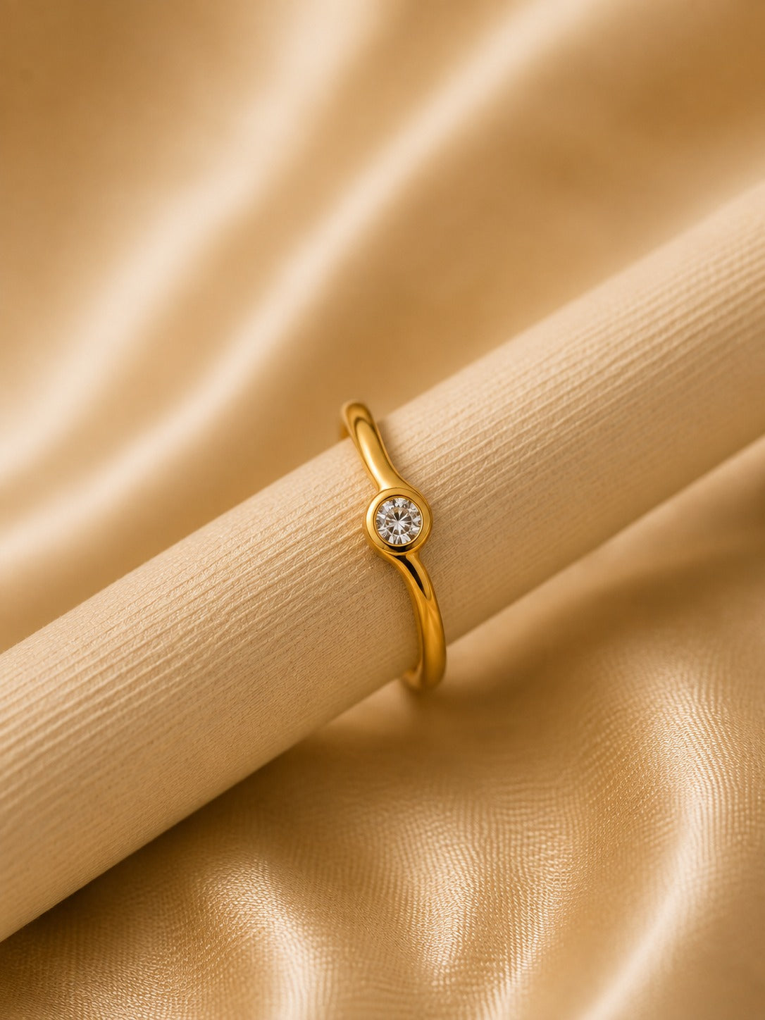 Celeste Solitaire Adjustable Brass Ring (Anti Tarnish)