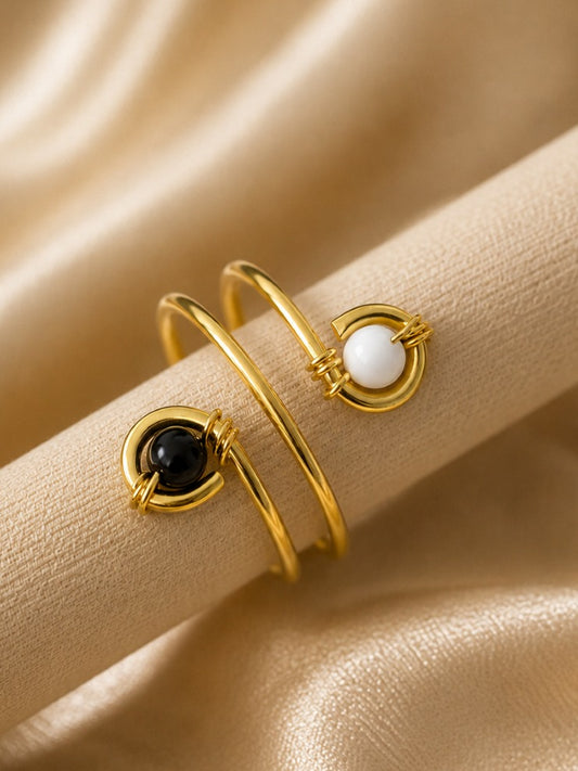 Eclipse Pearl Adjustable Brass Ring (Anti Tarnish)