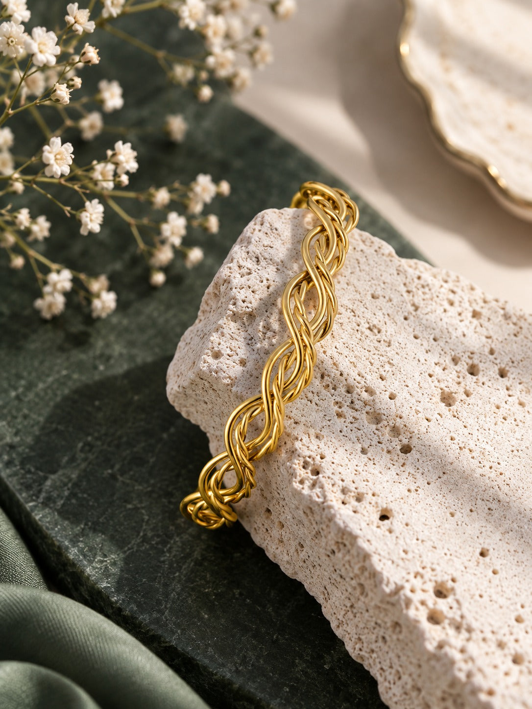Amara Knot Brass Adjustable Bracelet (Anti Tarnish)