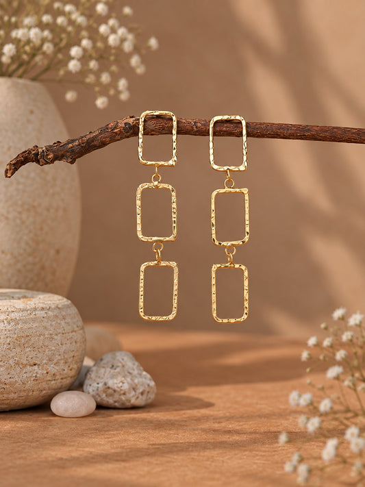 Boxes Brass Earring