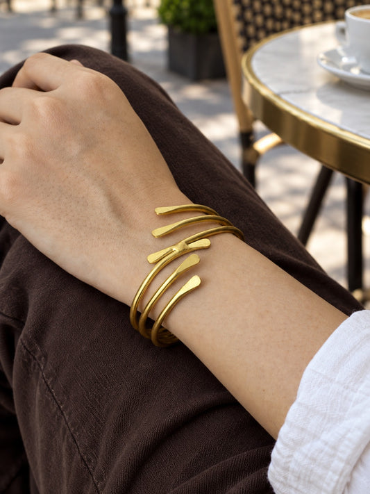 Sway Brass Cuff Adjustable Brass Bracelet (Anti Tarnish)