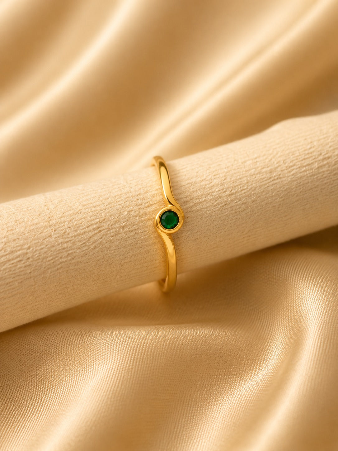 Celeste Solitaire Adjustable Brass Ring (Anti Tarnish)
