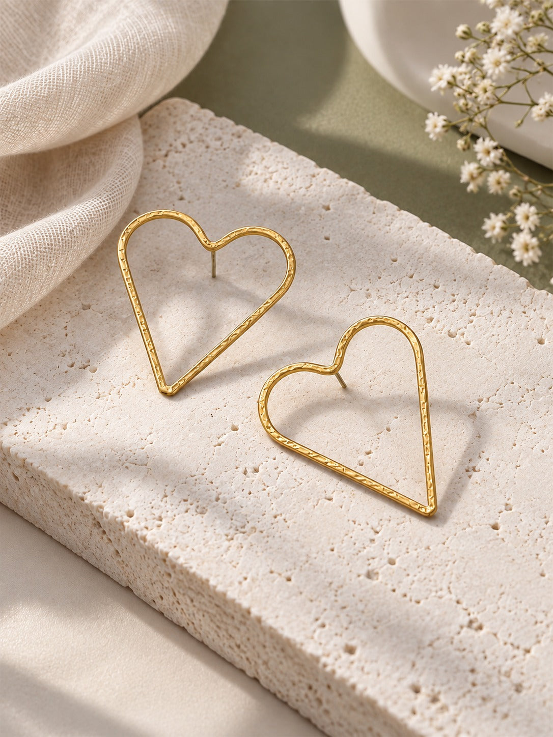 Heart Earring - Statement Brass Earring