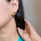 Statement Duo earring ( Demi thunder + Gold Stud)