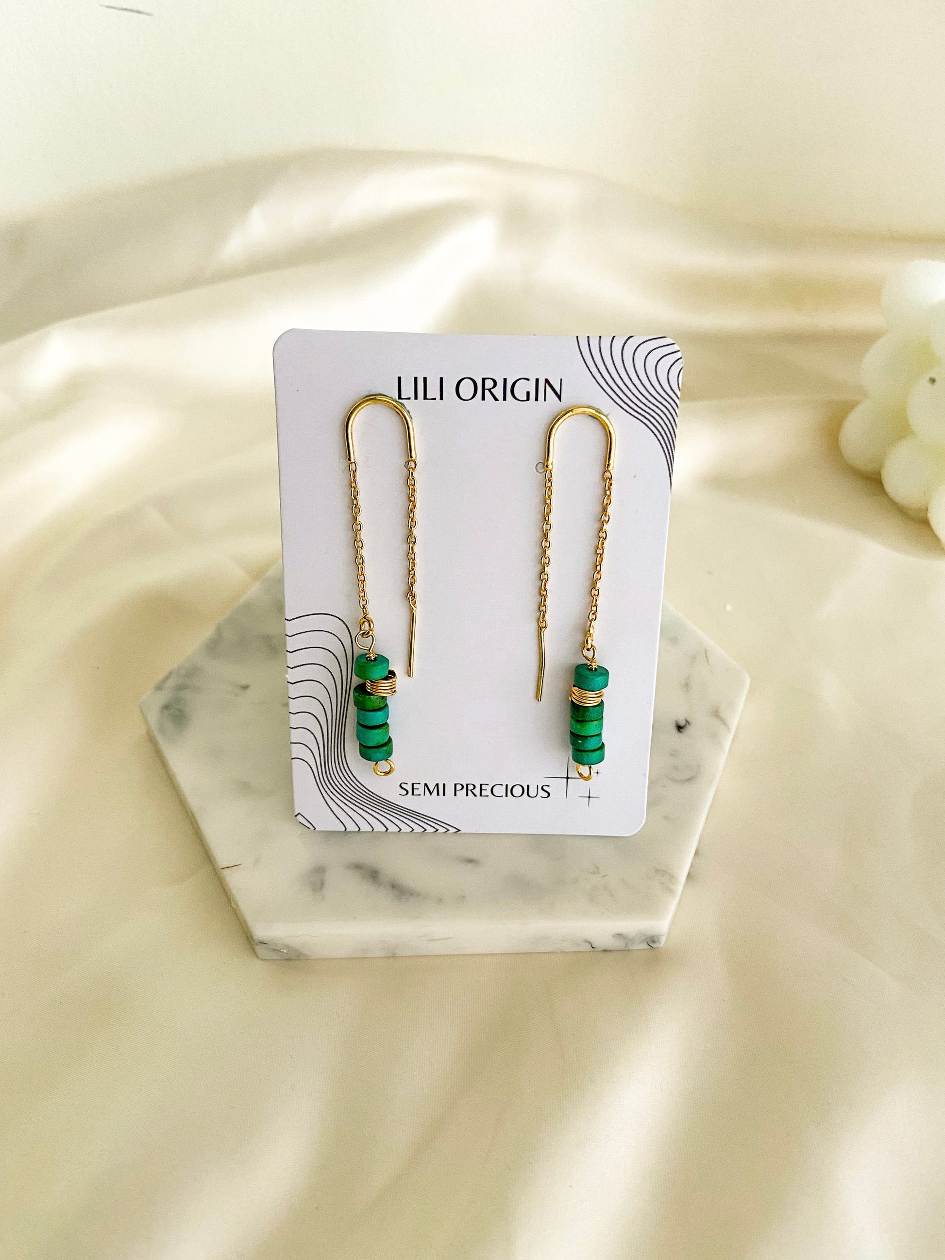 Turquoise Dangling Earring - Gemstone 18k Gold Plated - Lili-Origin