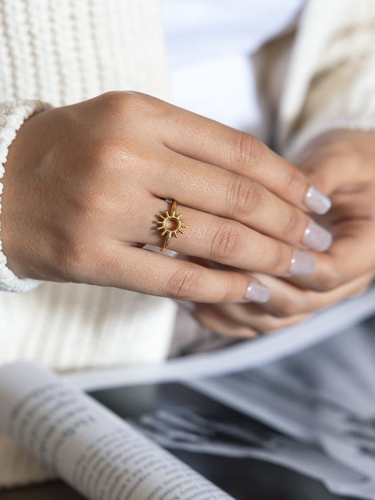 Helia Brass Adjustable Ring (Anti Tarnish)