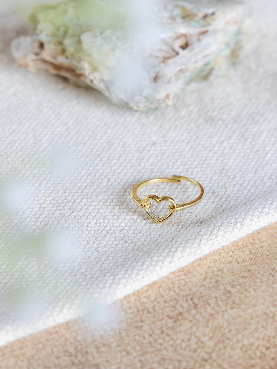 Linked Heart Brass Adjustable Ring (Anti Tarnish)