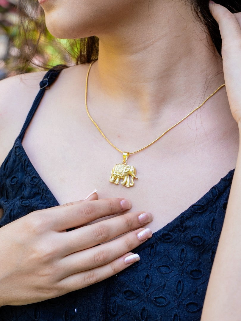 Hathi Brass Necklace (Anti Tarnish)