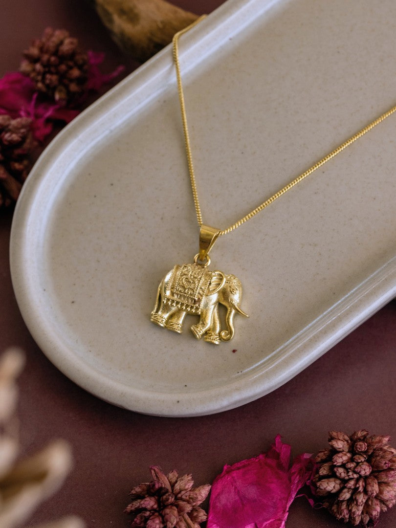 Hathi Brass Necklace (Anti Tarnish)