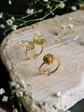 Rose and Butterfly Ring Combo Brass Adjustable Ring (Anti Tarnish)
