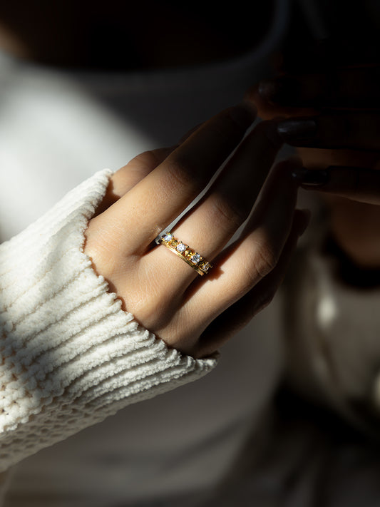 Tri Ray Brass Adjustable Ring (Anti Tarnish)