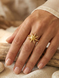 Sun Face Adjustable Brass Ring (Anti Tarnish)