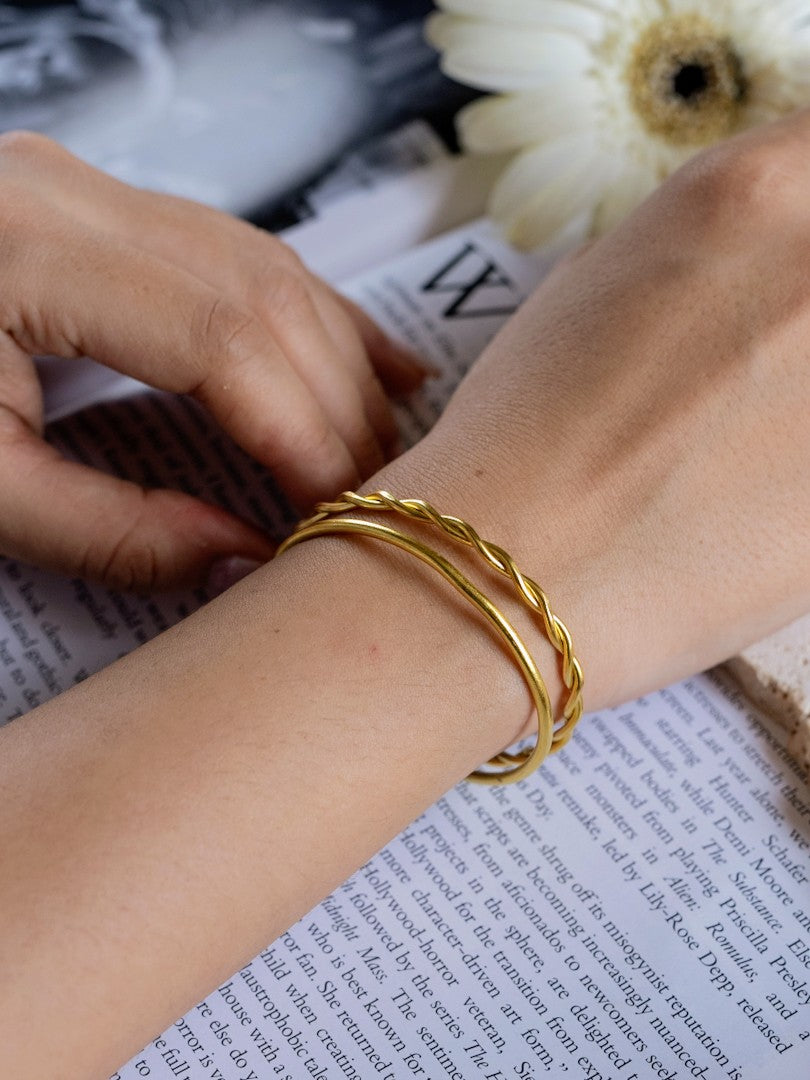 Twistline Brass Statement Bracelet (Anti Tarnish)