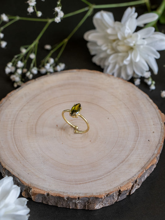 Olive Bloom Brass Ring Adjustable (Anti Tarnish)