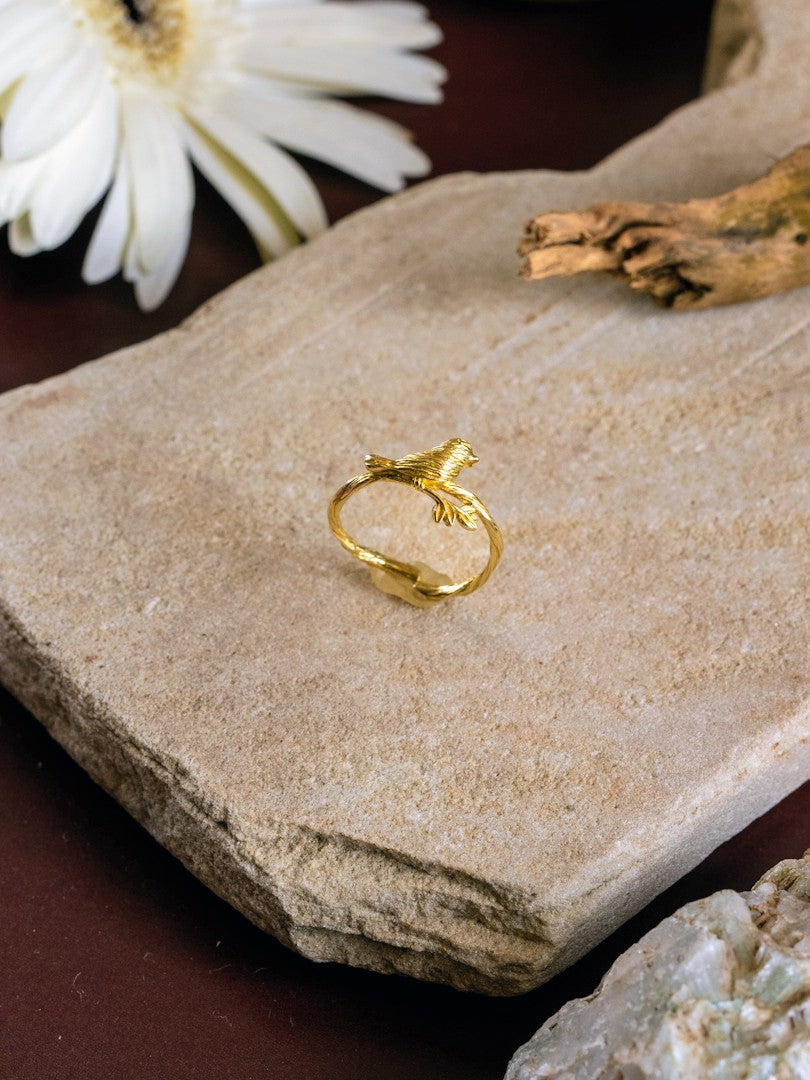 Golden Bird Brass Ring Adjustable (Anti Tarnish)