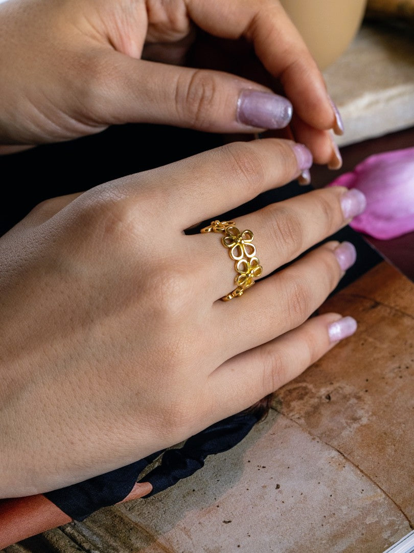 Mini Bloom Brass Ring Adjustable (Anti Tarnish)