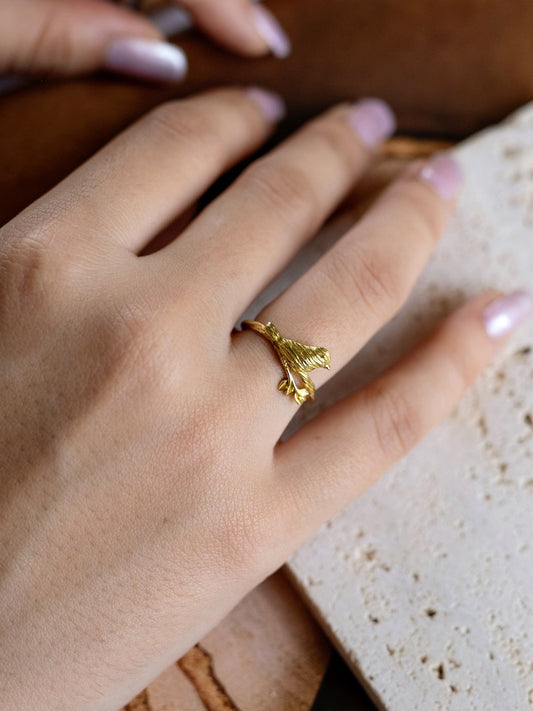 Golden Bird Brass Ring Adjustable (Anti Tarnish)