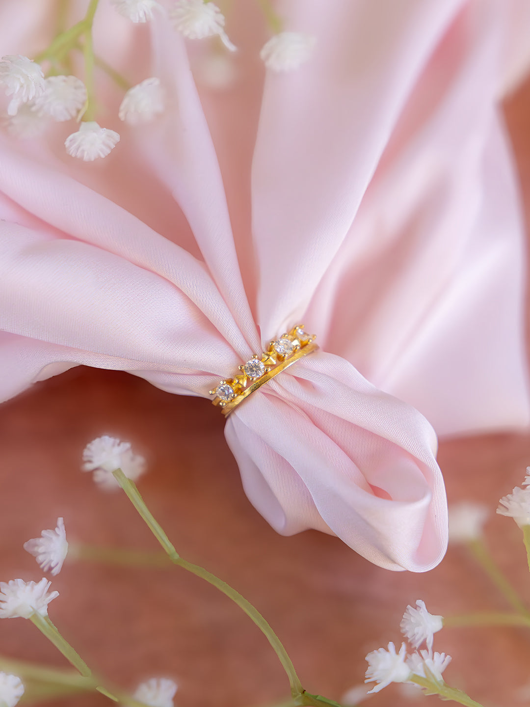 Tri Ray Brass Adjustable Ring (Anti Tarnish)