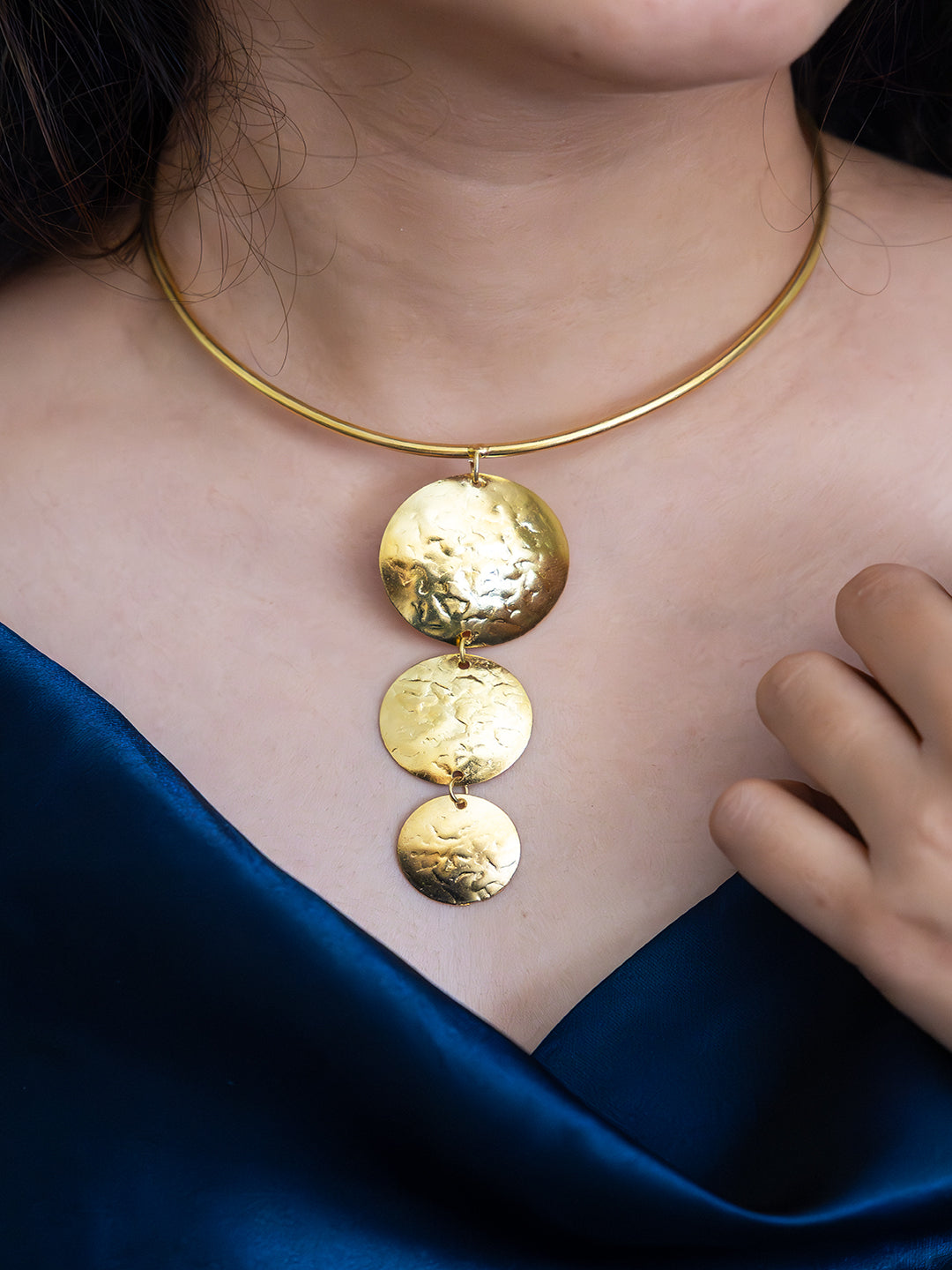 Mandala Statement Brass Adjustable Choker (Anti Tarnish)