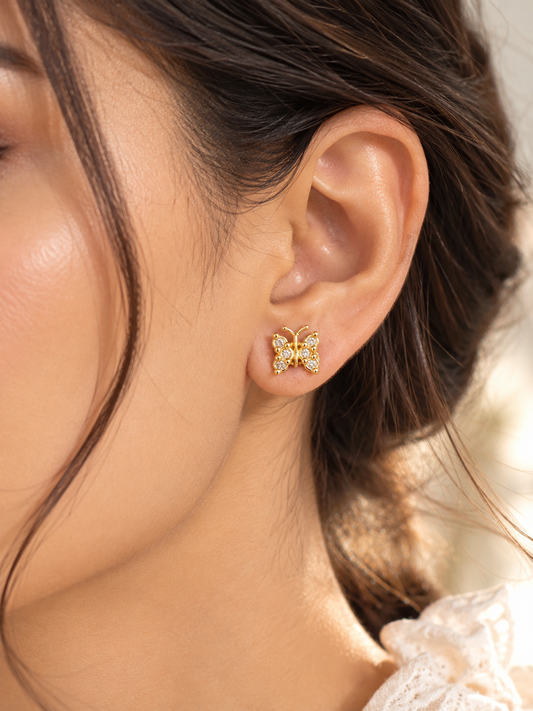 Butterfly Diamond Brass Studs (Anti Tarnish)