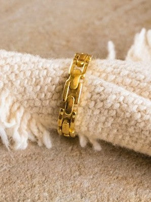 Chain Link Brass Ring Adjustable (Anti Tarnish)