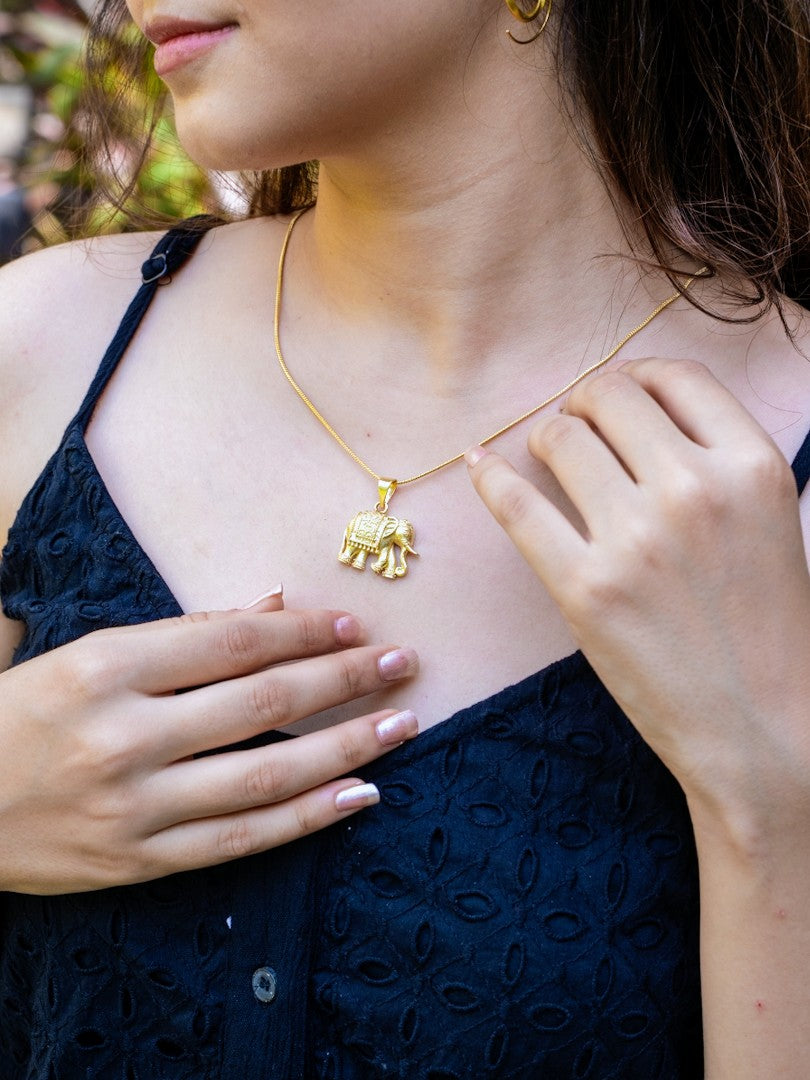 Hathi Brass Necklace (Anti Tarnish)