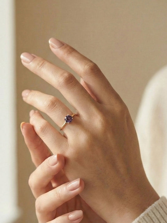 Amora Violet Brass Ring (Anti Tarnish)