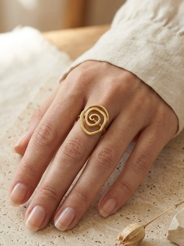 Infinity Spiral Adjustable Brass Ring (Anti Tarnish)