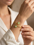 Twin Halo Open Brass Adjustable Bracelet (Anti Tarnish)