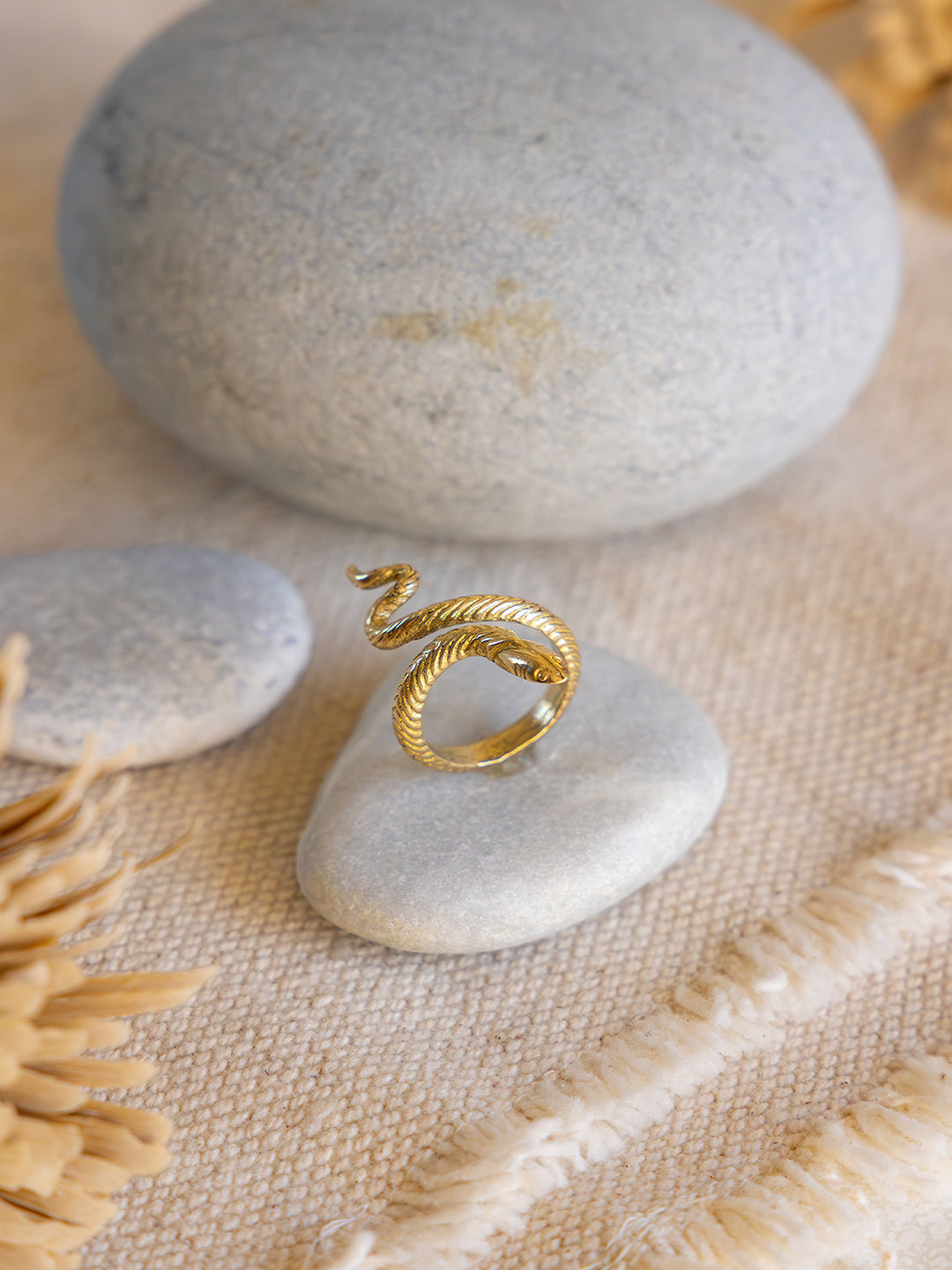 Serpent Twist Brass Ring (Adjustable, Anti-Tarnish)